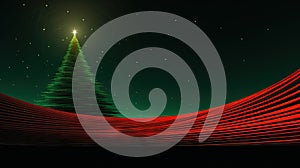 Christmas tree in music equalizer or music waveform. Party card for winter holidays.