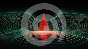 Christmas tree in music equalizer or music waveform. Party card for winter holidays. Generated AI.