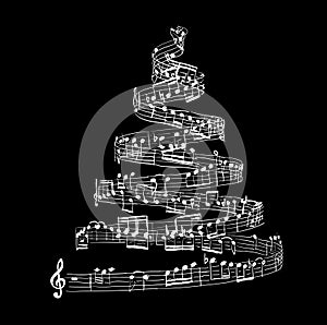 Christmas tree from music notes