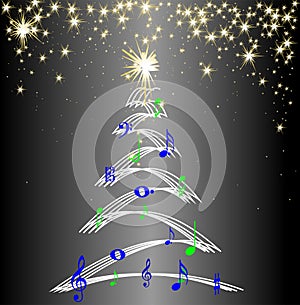 Christmas tree music notes stars