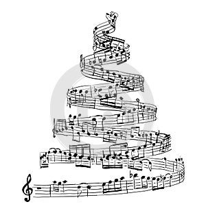 Christmas tree from music notes