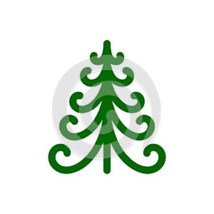 Christmas Tree new year winter flat vector icon