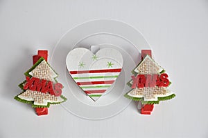 Christmas tree objects and heart for Christmas decoration