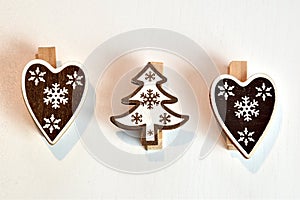 Christmas tree objects and heart for Christmas decorations