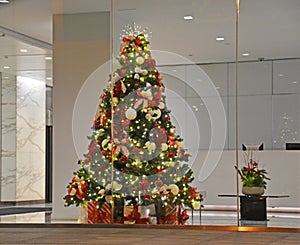 Christmas Tree in an Office Building Lobby