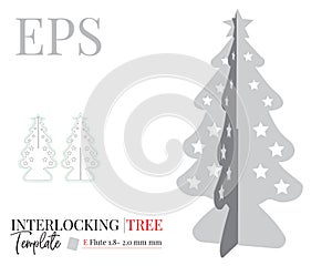 Christmas Tree ornament template for laser cutting. Vector with die cut / laser cut lines. Christmas decor