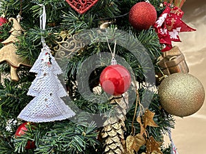 Christmas tree with ornaments outdoor