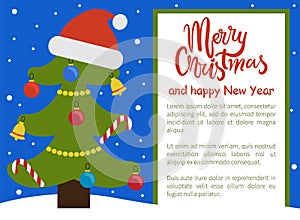 Christmas Tree Ornated with Toys Vector Illustration