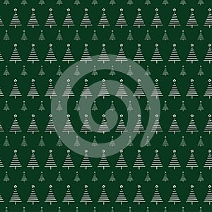 Christmas tree pattern with stars on green background