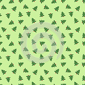 Christmas tree pattern. Winter holiday wallpaper. Seamless texture for the New Year