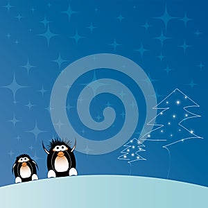 Christmas tree with penguins