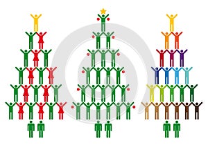 Christmas tree with people icons, vector