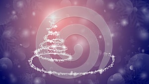 Christmas tree on pink background. Sparkling Christmas tree as symbol of Happy New Year and Merry Christmas holiday celebration