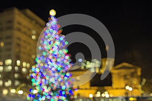 Christmas Tree at Pioneer Courthouse Square Bokeh Lights photo