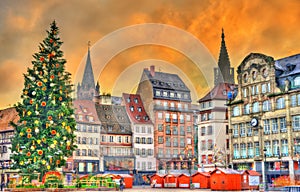 Christmas tree on Place Kleber in Strasbourg, France