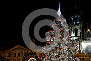 Christmas tree in prague old town square