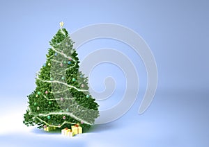 Christmas tree and presents on a soft background H