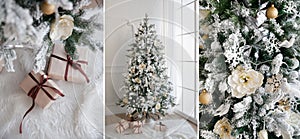 Christmas tree with presents underneath in living room