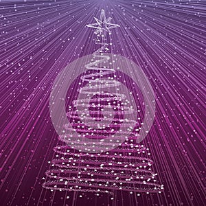 Christmas tree on purple background