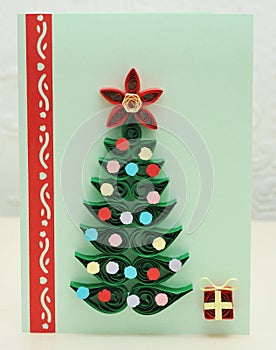 Christmas tree quilling card