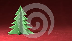 christmas tree on red background for christmas decoration with shadow.