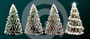 Christmas tree with red balls isolated