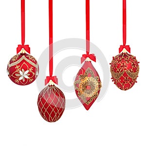 Christmas Tree Red and Gold Bauble Decorations