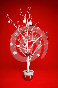 Christmas tree with red and white baubles