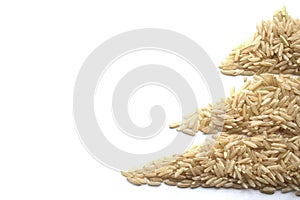 Christmas tree of rice. White background.