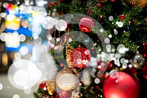 Christmas tree`s decoration and lights photo