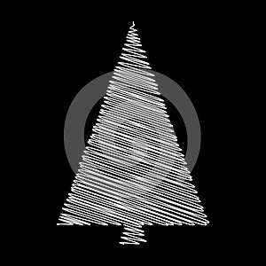 christmas tree scribble vectordesign isolated on black background