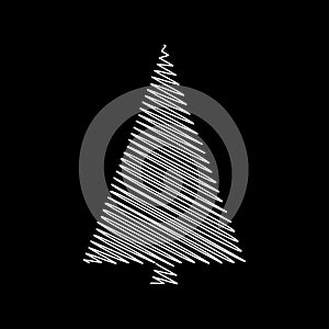 christmas tree scribble vectordesign isolated on black background