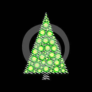 christmas tree scribble vectordesign isolated on black background