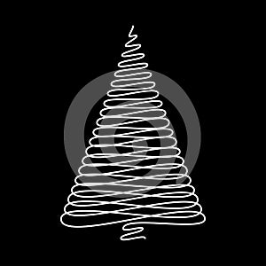 christmas tree scribble vectordesign isolated on black background