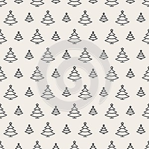 Christmas tree seamless pattern black color on white background for product promotion