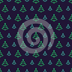 Christmas tree seamless pattern neon style on black background for product promotion