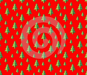 Christmas tree Seamless pattern for new year greeting card/wallpaper background. Vector Illustration.