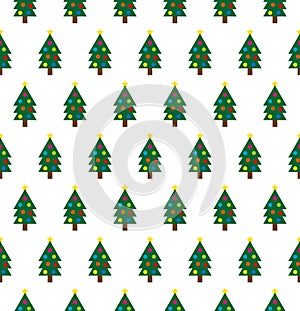 Christmas tree seamless pattern. New Year s texture. Vector