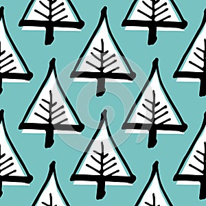Christmas tree seamless pattern