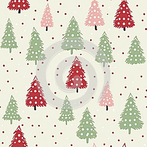 Christmas tree seamless pattern, tileable winter holiday country forest print for wallpaper, green wrapping paper