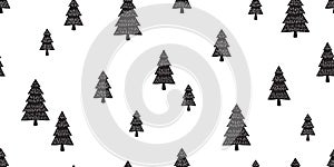 Christmas tree seamless pattern vector wood forest snow Santa Claus repeat wallpaper tile background isolated
