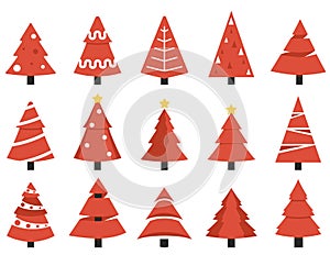 Christmas tree set with red colors.