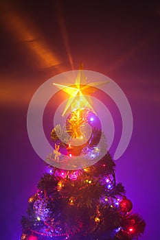Christmas tree with shining star