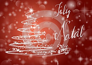 Christmas tree on shiny red background with the writing