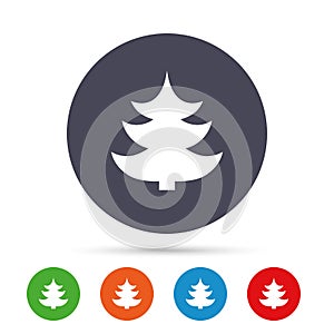 Christmas tree sign icon. Holidays button.