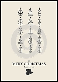 Christmas tree sign icons, vector illustration. Flat design style. Happy new year party design