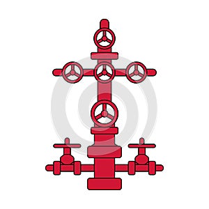 Christmas tree sign for oil and gas wells; red and black flat vector wellhead icon isolated for petroleum industry. photo