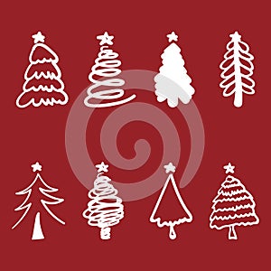 Christmas tree silhouette design vector set.