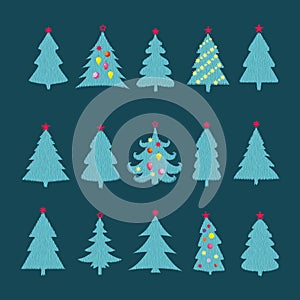 Christmas tree silhouette design vector set. Concept tree icon