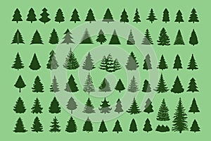 Christmas tree silhouette design vector set. Concept tree icon